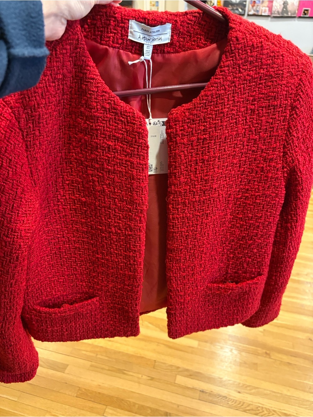 & Other Stories Red Bouclé Jacket